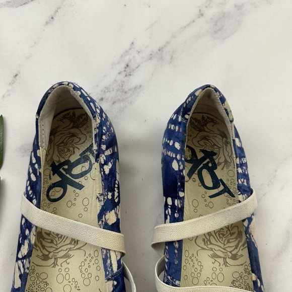 OTBT Womens Park City Strappy Ballet Flats Size 10 Blue White Shabori Print - Picture 4 of 7